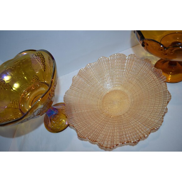 Vintage Glass Tabletop Display 1970s Shades of Amber Trio Retro MCM Early Core - Picture 4 of 4